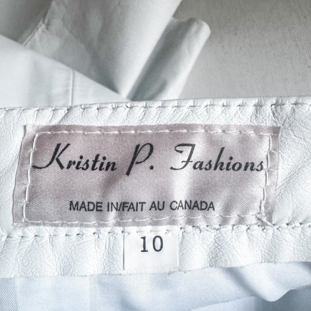 Vintage Kristin P Fashions White Leather Embroidered Sequin Skirt 10 - Picture 7 of 9
